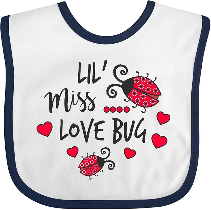 inktastic Lil Miss Love Bug with Lady Bug and Hearts Baby Bib