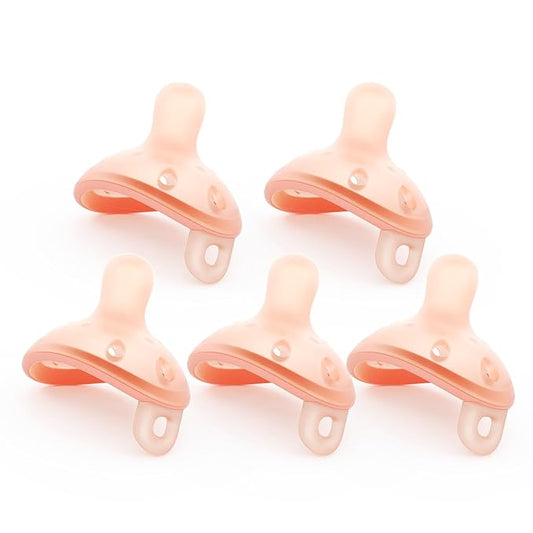 Garkoko Baby Pacifiers 0-6 Month, Breast Like Shape Soft Silicone Newborn Pacifiers 0-3 Months with Large Air Holes, BPA-Free, 5pcs