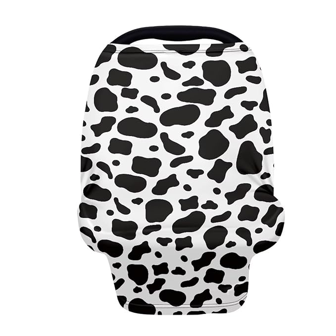 AFPANQZ Cow Print Baby Car Seat Cover Canopy and Nursing Cover Infant Car Canopy Spring Autumn Winter Snug Warm Breathable Windproof Open Peep Top Universal Fit