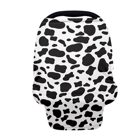 AFPANQZ Cow Print Baby Car Seat Cover Canopy and Nursing Cover Infant Car Canopy Spring Autumn Winter Snug Warm Breathable Windproof Open Peep Top Universal Fit