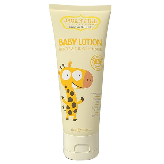 Jack N' Jill Natural Bathtime Baby Lotion - Fragrance Free Baby Lotion, Hypoallergenic, Dermatologically Tested, Unscented Body Lotion, Baby Lotion for Newborns, Vegan - 100 mL (Pack of 1)