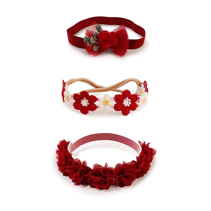 New Model Baby Girl Nylon Headbands Nylon Flower Elastic Hairbands 3pcs Hair Accessories Gift for Newborn Infant Toddlers (BF-XKFD007)