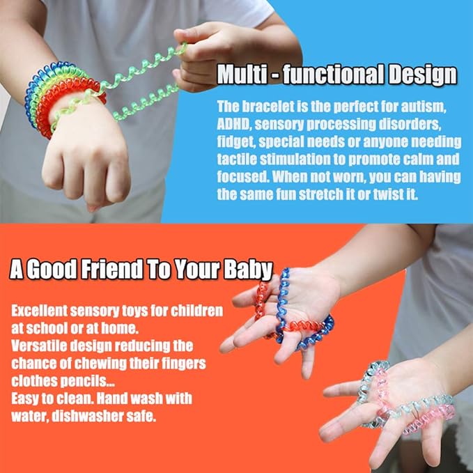 Chewy Necklace Sensory Toys for Kids with Autism, 18 Pack