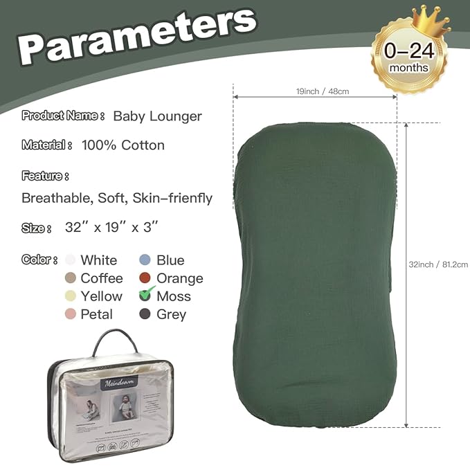 Baby Lounger - Snuggle Cozy Me Infant Lounger for Newborns | Breathable & Soft, Portable Awake-Time Pad, Essential Baby Gift (Lounger Cover Included)