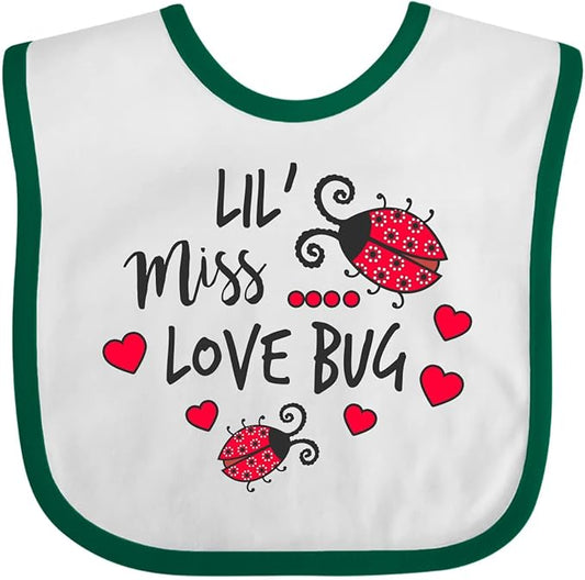 inktastic Lil Miss Love Bug with Lady Bug and Hearts Baby Bib