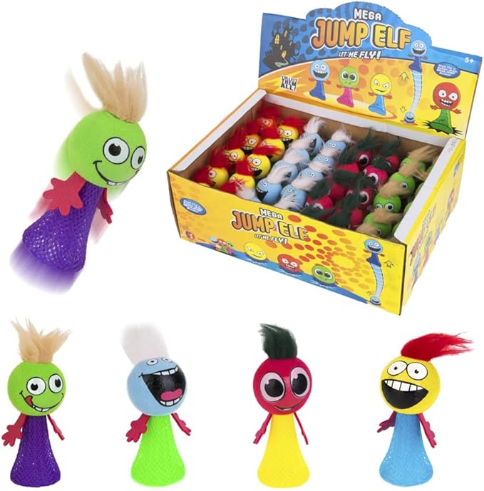 PROLOSO 40 Pcs Jumping Toys Popper Spring Launchers Bouncy Ball Hair Man