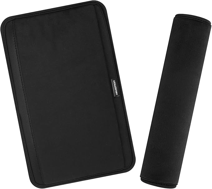 2 Pcs Plush Universal Seat Belt Cover Pad - 2-in-1 Soft Bag Handle Sleeve, Skin-Friendly & Breathable, Machine Washable, Cute Designs for Men Women Kids Car Accessories, Black