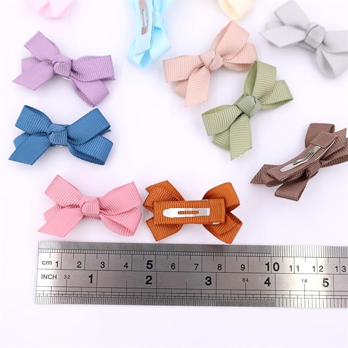 12 PCS Baby Bow Bangs Hair Clips Tiny Snap Clip for Infant Toddler Girl Mini Grosgrain Ribbon Hair Bow Barrettes Girls Hair Accessories (1.75" jojo bow Macaroon 12 PCS)