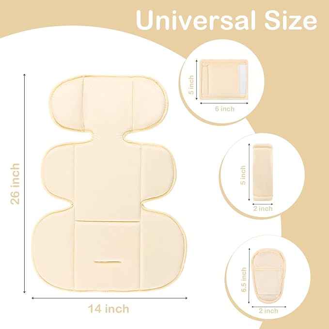 Hooyax Infant Car Seat Insert with Ultra-Thick Head Support - Universal 3-in-1 Baby Car Seat Cushion Set, Dual-Sided Newborn Carseat Insert for Carseat, Stroller, Bouncer, Swing(Apricot)