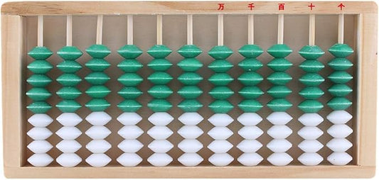 9-Bead 11 Column Abacus Counting Frame for Kids Math Education Wooden Framed Green White Color