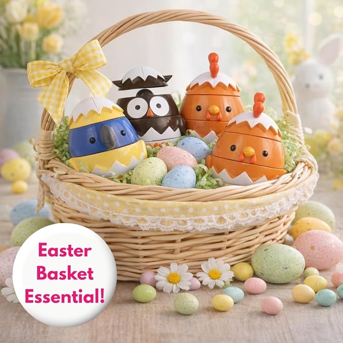 Egg Stacking & Sorting Animal Toys, Mix & Match Hatching Nesting Dolls (4 Farm Friends)- Fine Motor Skill Shape Sorters, Preschool Color Building Game Puzzle- Baby, Toddlers or Kids Montessori Gift