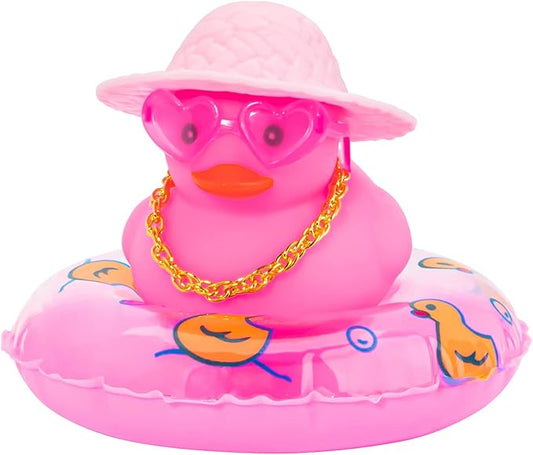 wonuu Car Accessories Rubber Ducks Dashboard Decorations Rubber Duck Pink Accessories Dashboard Duck Car Decorations Car Ducks for Dashboard Car Duck Car Dashboard Decorations, HG&pink-straw