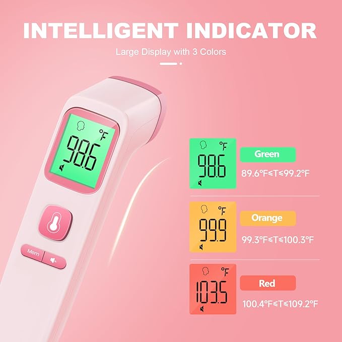 No-Touch Thermometer for Adults and Kids - 202 Pink & 2000 Purple