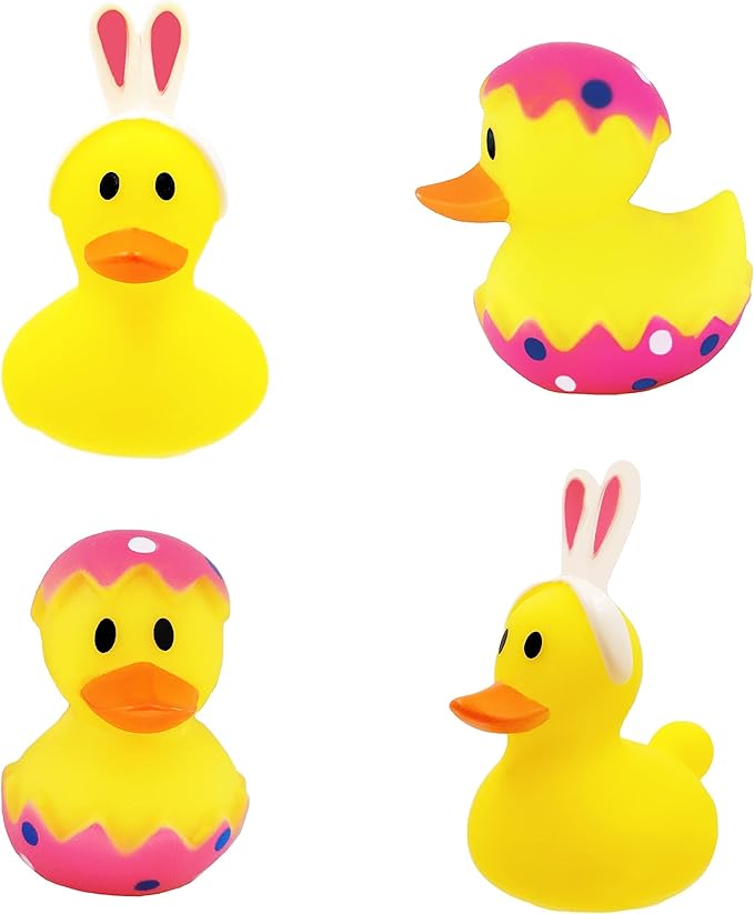 The Dreidel Company Happy Easter Rubber Duck Toy Bunny Rabbit Duckies for Kids Easter Eggs, Bath Birthday Gifts Baby Showers Summer Beach and Pool Activity, 2" (800-Pack)