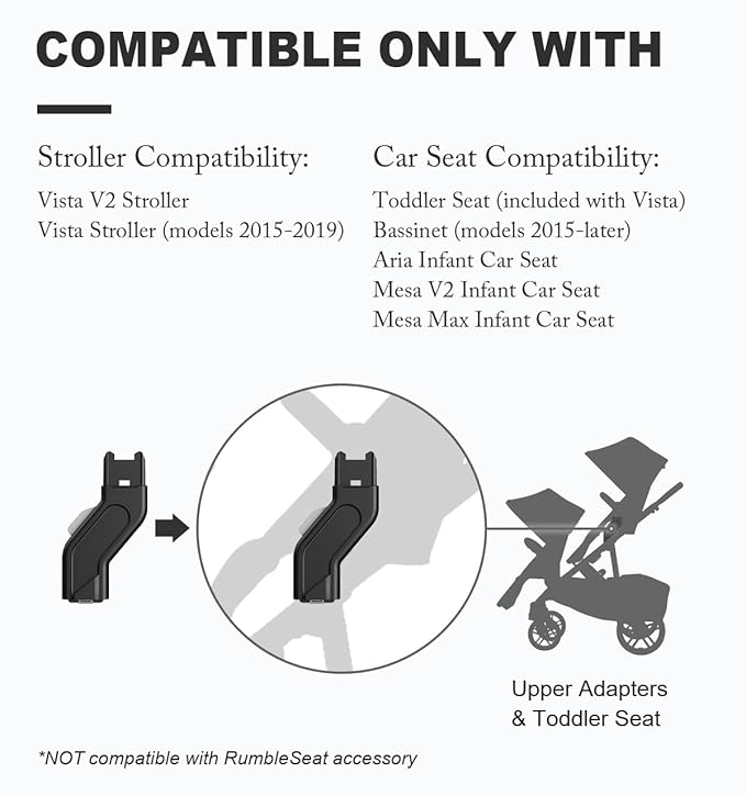 Upper Adapter Accessories Compatible with UPPAbaby Vista, Vista V2, Vista V3 Strollers/Bassinet, Toddler Sea, Infant Car Seats(Aria, Mesa V2, Mesa Max)