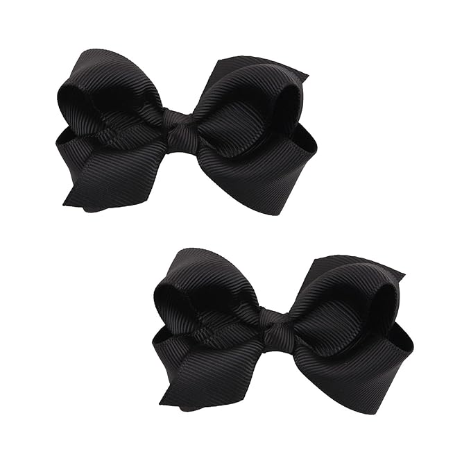 Baby Girl's 2Pcs Cute 3 Inch Pure Color Bow-knot Hair Clip for Photography Travel Daily Life (Black)