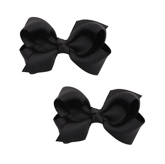 Baby Girl's 2Pcs Cute 3 Inch Pure Color Bow-knot Hair Clip for Photography Travel Daily Life (Black)