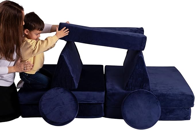 Schooled Kids Soft Play Couch (14pcs) - Children's Furntiture, Modular Kids Play Couch - Sensory Room Must Have Gifts for Toddlers - Climbing Pillow Fort