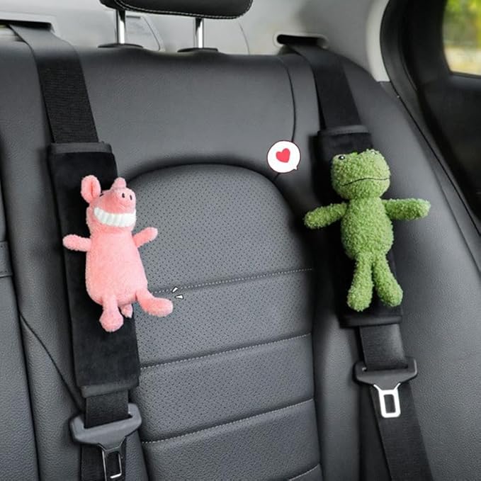 BNTR Car Seat Belt Cover Stocking Stuffers Cute Fluffy Pig Frog Sheep Dinosaur Safety Seatbelt Shoulder Pad Auto Accessory Neck Cushion Protector Seatbelt Shoulder Protector Nice Gift (Sheep)