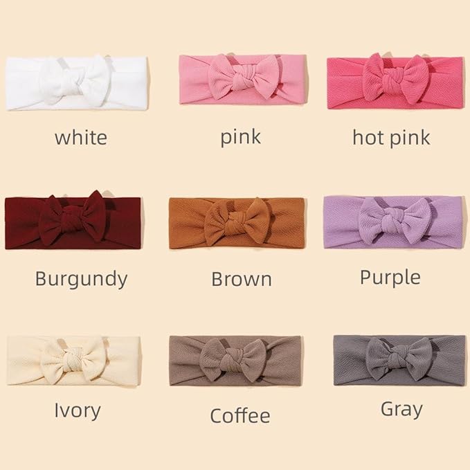JIAHANG Baby Bows Turban Knotted Head Wraps Hair Bow Headbands Stretchy Hair bands 9PCS for Newborn Infant Toddlers Girls (QYB9197)