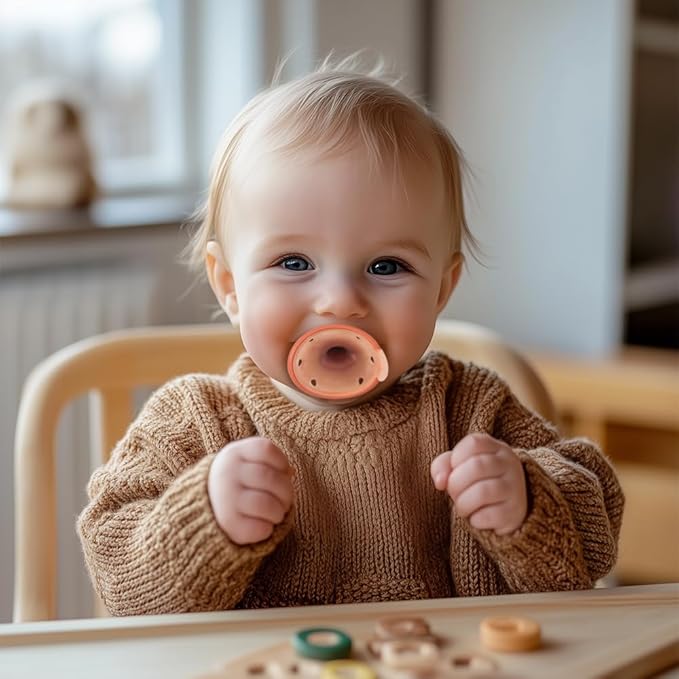 Garkoko Baby Pacifiers 0-6 Months, Breast-Like Shape Soft Silicone Newborn Pacifiers with Large Air Holes, BPA-Free, 4pcs