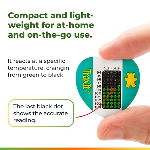 Underarm Thermometer Sticker for Kids, Babies 6+ Months (12-Pack, Fahrenheit) — Wearable for Up to 48 Hrs with Continuous Temperature Readings, Battery Free, Single Use, Disposable Thermometer
