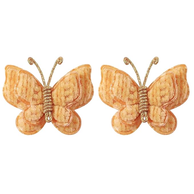2 Pcs Butterfly Hair Bow Girl, Kid's Cute Hair Clips Barrettes Accessories for Infants Toddlers Baby Kids Fine Hair (Yellow)