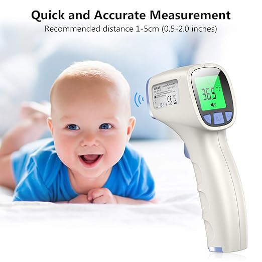 Forehead Thermometer, Non Contact Thermometer for Forehead and Object Surface Measurement with Instant Reading and Fever Warning for Kids and Adults (Sky Blue)