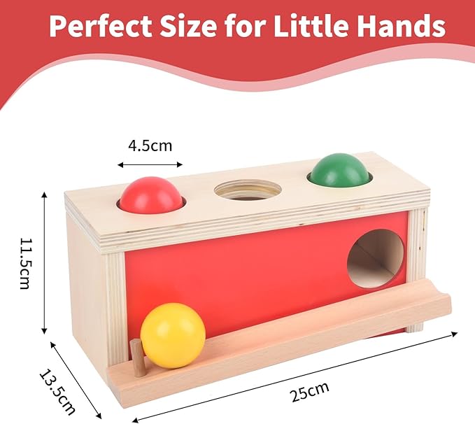 Montessori Toys Object Permanence Box, Ball Tracker Drop Push Toy for Baby Toddler Kid Preschooler 1-3,Early Learning Activity, Educational Cause and Effect Game,Gift for Boys Girls