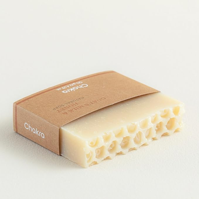 Chakra Goat Milk & Honey Bar Soap - Paraben & Additive Free Handmade Soap Bar for Face, Body and Hands, Gentle Cleansing for Daily Skin Care, 4.23 oz