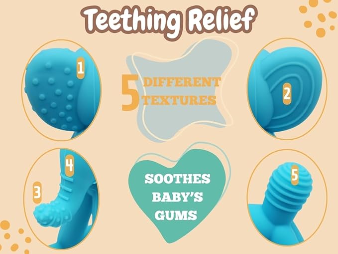 ELPHY Baby Teething Toys 0-18 Months - Silicone Teether for Teething Relief, BPA-Free Teethers for Babies 3-6 Months, 6-12 Months, Infant Teething Pacifier with Clip, Elephant Chew Toy.