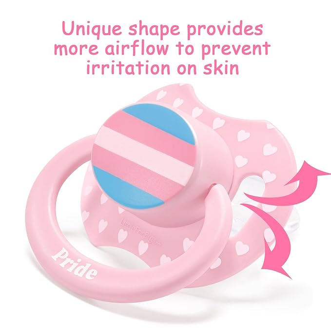 LittleForBig Bigshield Generation-II Adult Sized Printed Pacifier Trans Pride Pattern Pink