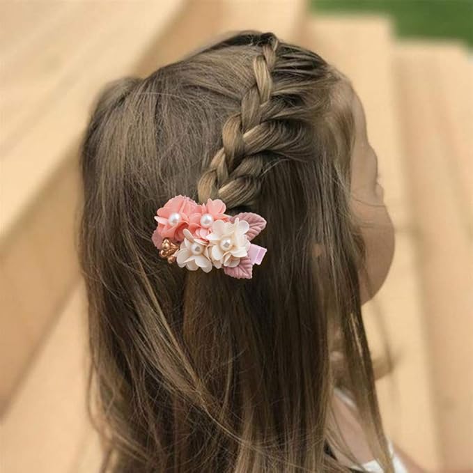 Flower Hair Clips Set-Cherrboll 3pcs Floral Hair Bow Accessories for Baby Girl Toddles Teen Gifts
