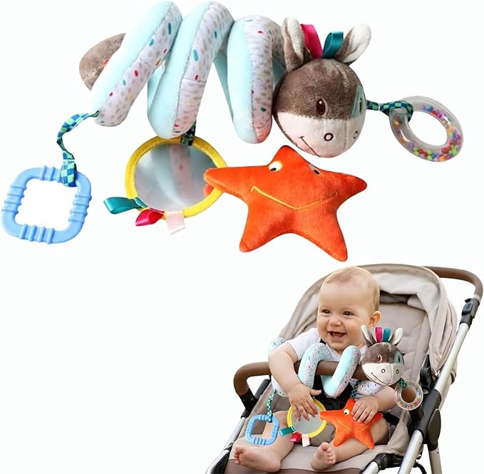 Multi-Use Baby Spiral Activity Toy – Spiral carseat Toy for Car Seat, Stroller,Play Gym, Keeps Baby Quiet, Easy Travel Solution