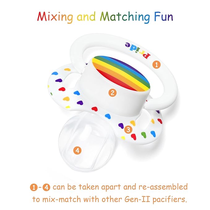 LittleForBig Bigshield Generation-II Adult Sized Printed Pacifier Rainbow Pride Pattern White
