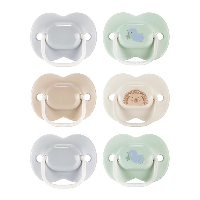 Tommee Tippee Ultimate Fit Newborn Pacifiers, 0-6 Months, Extra Air Holes, Symmetrical Nipple and Shield, 100% BPA Free Silicone, Dishwasher & Sterilizer Safe, Blue and Green, Pack of 6