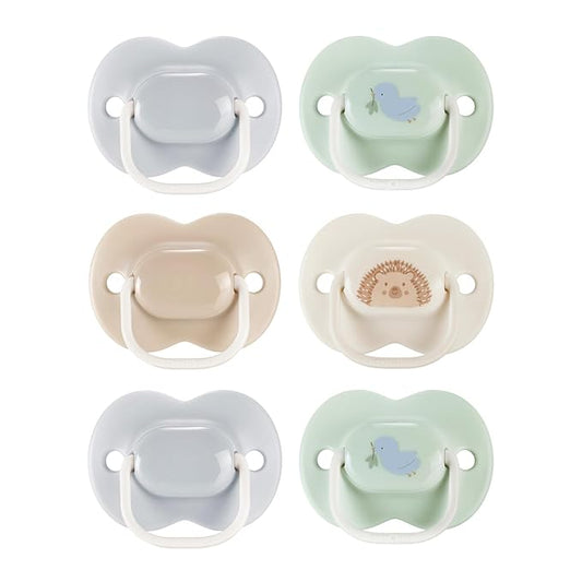 Tommee Tippee Ultimate Fit Newborn Pacifiers, 0-6 Months, Extra Air Holes, Symmetrical Nipple and Shield, 100% BPA Free Silicone, Dishwasher & Sterilizer Safe, Blue and Green, Pack of 6