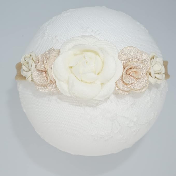 Baby Girl Flower Headbands Set, 3pcs Elastic Nylon Floral Hair Band, Bows Wrap for Infant Newborn Toddler