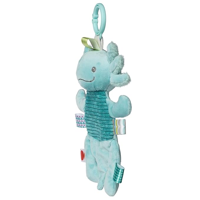 Taggies Baby Rattle with Crinkle Paper Activity Toy with Sensory Tags, 9-Inches, Aqua Axolotl