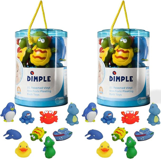 2 Sets of Dimple Floating Bath Toys (Total 40 Pieces), Sea Animals Squirter Toys for Boys & Girls, Assorted Sea Animals, Squeeze to Spray! Tons of Fun, Great for Kids & Toddlers