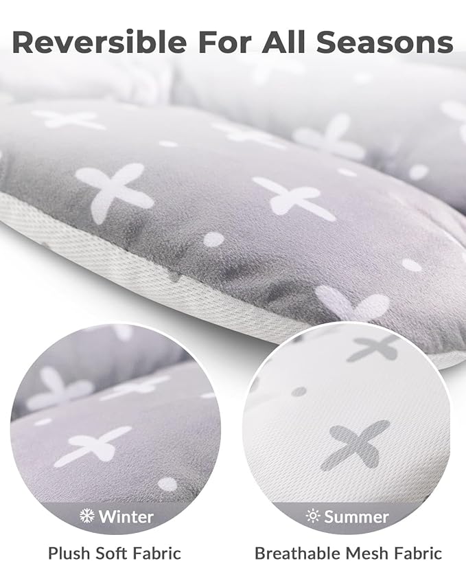 Infant Insert Compatible with 4moms Mamaroo Swing and Infant Carseat, Including 3 Replacement Balls, Reversible Newborn Insert for Baby Swing, Stroller, Bouncer, Soft Fabric - Gray