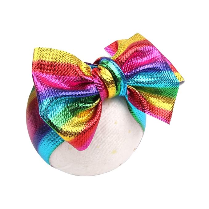 BBTDIN Baby Rainbow Headband Turban With Bow Girls Rainbow Hair Band Bowknot JBC19 (1-Turban)