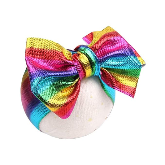 BBTDIN Baby Rainbow Headband Turban With Bow Girls Rainbow Hair Band Bowknot JBC19 (1-Turban)