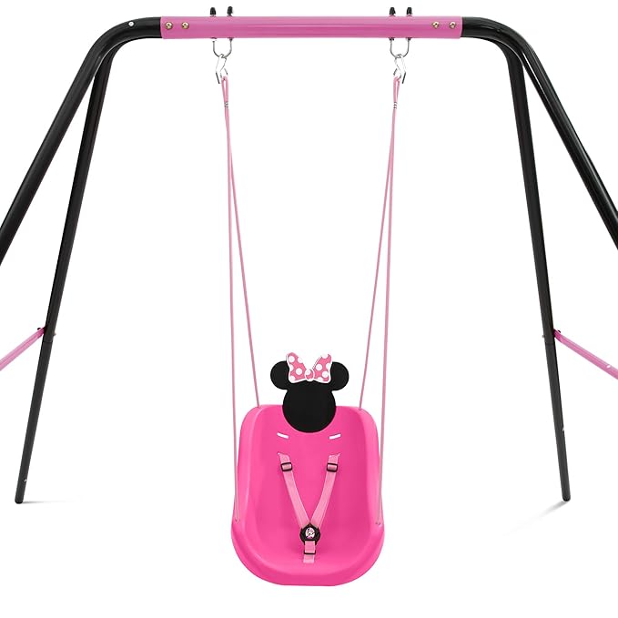 Disney Minnie Mouse 2-in-1 Outdoor Swing by Delta Children – for Babies and Toddlers – Full Bucket Seat