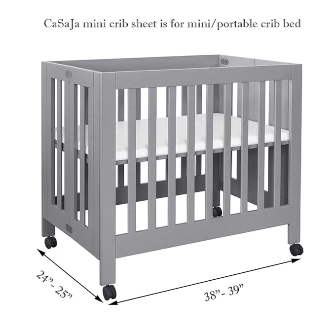 CaSaJa Microfiber 3 Pack Mini Portable Crib Sheets, Pack N Play Sheets with Comfy Napping Surface for Baby, Silky Soft Playard Playpen Sheets Set, Fits 24" x 38", Green + Light Grey + White