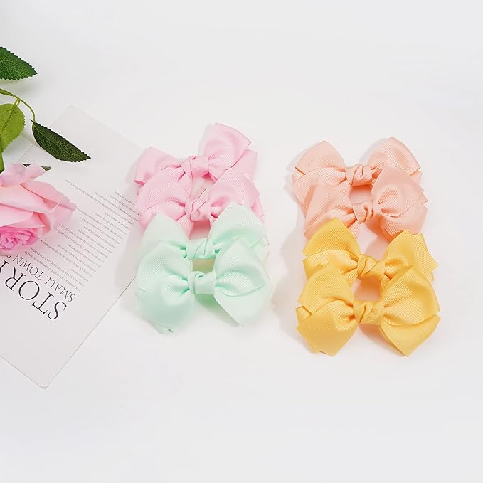 CÉLLOT 40pcs 4 inch Hair Bows for Girls Grosgrain Ribbon Toddler Hair Bows Alligator Clips for Baby Girls Kids Teens Back to School Hair Accessories in Pairs