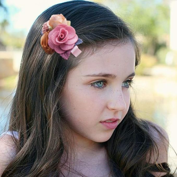 Flower Hair Clips Set-Cherrboll 3pcs Floral Hair Bow Accessories for Baby Girl Toddles Teen Gifts