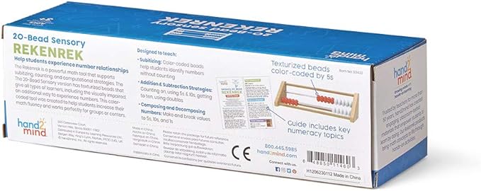 hand2mind 20-Bead Wooden Sensory Rekenrek Abacus, Abacus for Kids Math, Wooden Counting Math Manipulatives, Bead Counters for Kids Math, Learn Counting and Numbers, Homeschool Supplies (Set of 1)