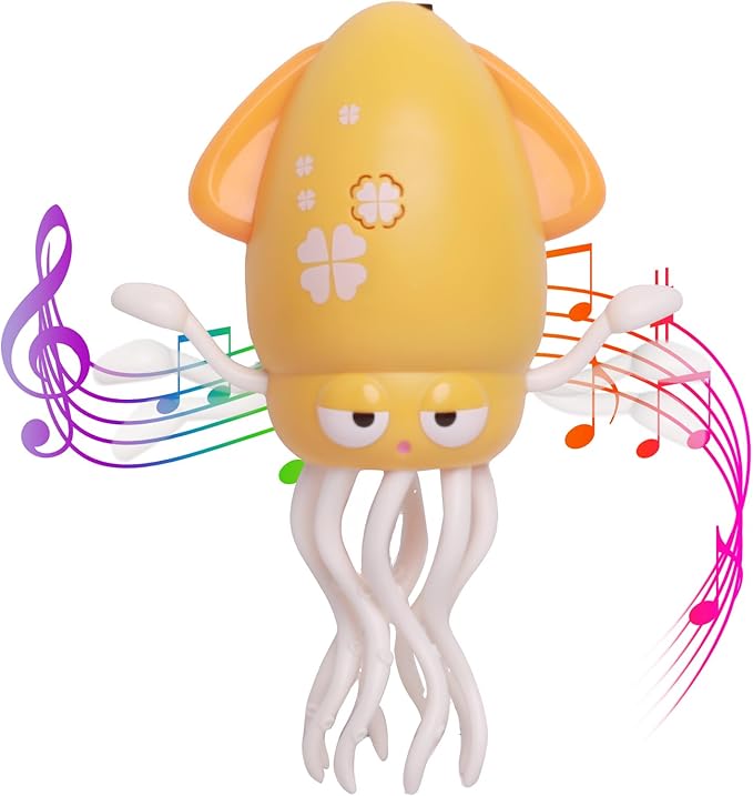 DYALE Dancing Squid Baby Toy, Dancing Music Squid Baby Toys for Ages 3 and Up for Kids,Yellow