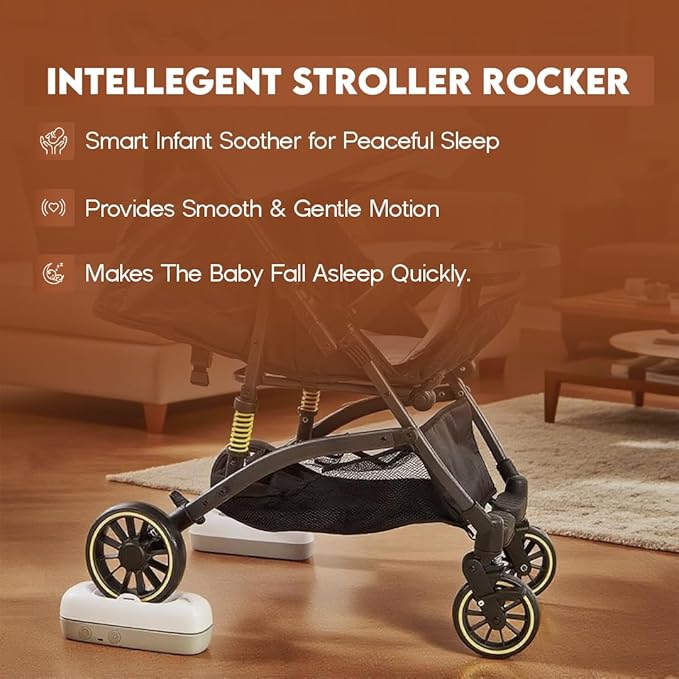Smart Stroller Rocker for Baby – Automatic Parent-Like Rocking with Remote Control, 30/60/90 Min Timer, Type-C Rechargeable Battery (5 Hours), Fits Single-Wheeled Strollers